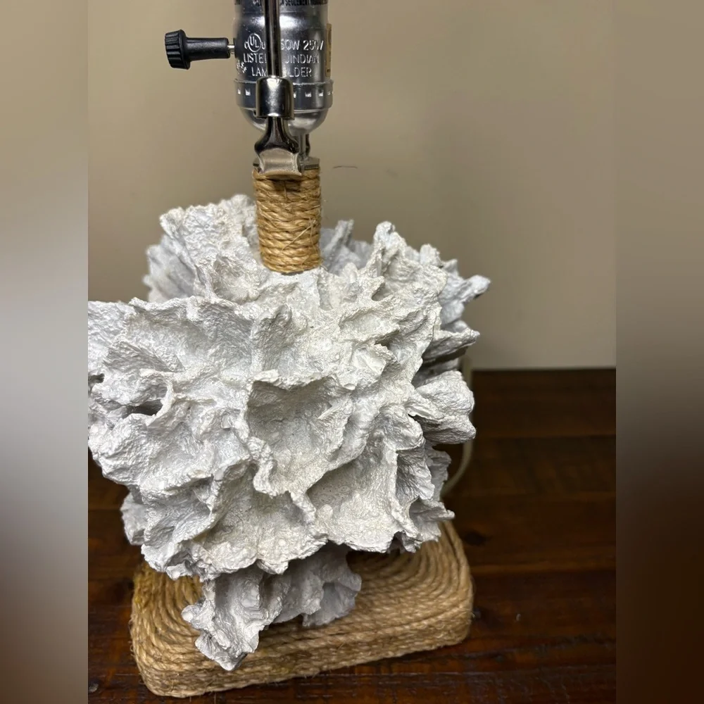Two’s Company Faux  Coral Table Lamp- White - Picture 6 of 9